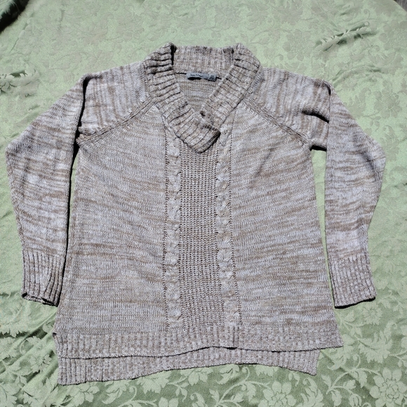 Vintage Jason Maxwell 2X Plus Size Oatmeal Tweed V-Neck Fisherman Style Sweater - Picture 5 of 12